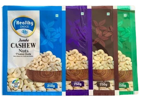Cashew Nut Packaging Pouch - PET (Polyester) Material, Multi Color Printed Design