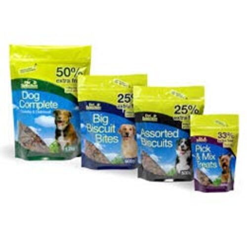Dog Food Packaging Pouches - Plastic Material, Stand Up Pouch, Multi Color | Printed Design for Enhanced Visual Appeal