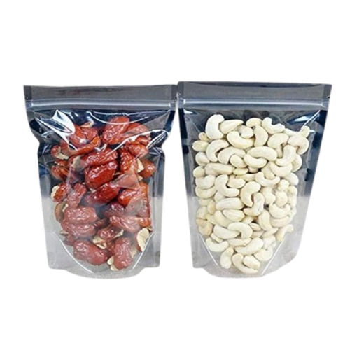 Dry Fruits Packaging Pouches - 250 gm LDPE Pillow Pouch, 8*12 Inches with Glossy Finish, Zipper Closure and Rotogravure Printing