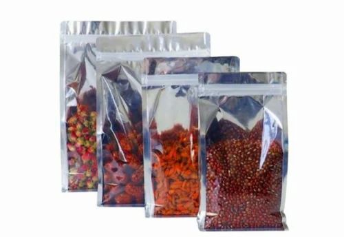 Transparent Standup Zipper Pouch - Plastic Material, Plain Pattern | Stand Up Pouch Design, Color: Transparent, Ideal for Packaging