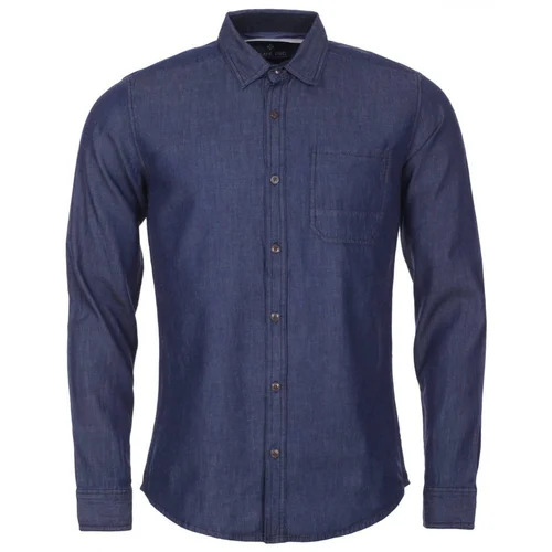 Mens Denim Shirt - Regular Fit Size M/L/XL Breathable Blue Fabric | Classic Collar Neck Full Sleeves Anti-Shrink Ideal for Party & Casual Wear