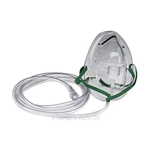 Oxygen Mask - Comfort Soft Design, Medium Size, White & Blue Colors | Airflow Controlled, Lightweight, Durable, Secure Connection