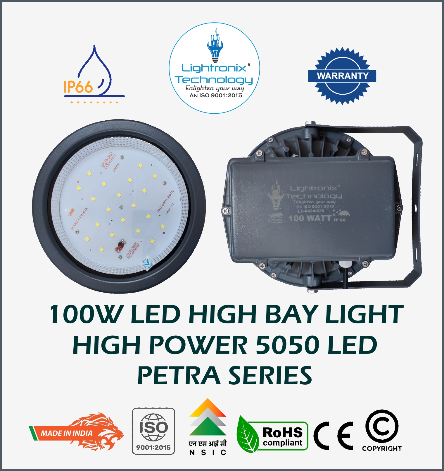 100 Watt Led High Bay Light Petra Model - Current Rating: 750Ma