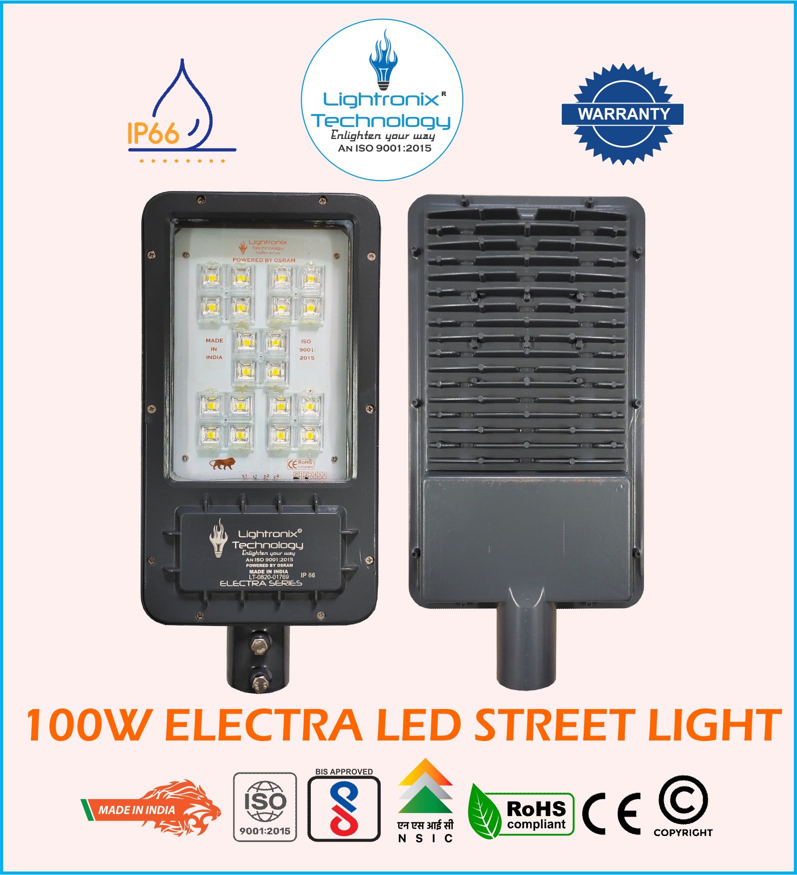100w Led Street Light Electra Model For Roadway Lighting