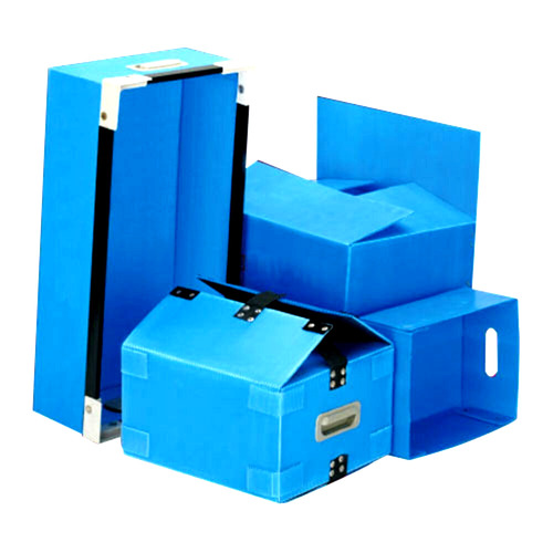 Polypropylene Corrugated Box - Durable, Foldable, Customized Size, Blue Color | Very Good Condition, Rectangle Shape, Plain Pattern, Fine Finished