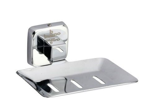 Single Soap Dish - Stainless Steel 12 x 11 x 2.5 cm Silver Color Glossy Finish Durable Wall-Mounted Design Long Lasting Usage