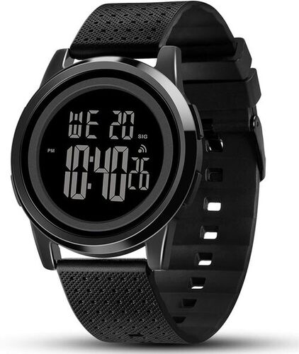 Wrist Watch - Acrylic Material, Standard Size, Black Strap, Black Dial | Unisex, Casual & Sports Fashion Timepiece