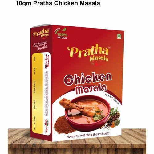 10gm Pratha Chicken Masala - 10 Grams Powder Form Brown Color | FSSAI Certified Good Packaging in Box Shelf Life 6 Months