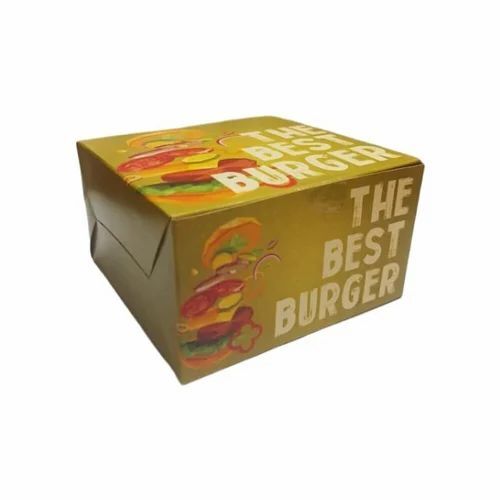 Burger Packaging Box - Kraft Paper, Rectangular Multi Color Printed Design | Straight Tuck End Style for Secure Food Storage