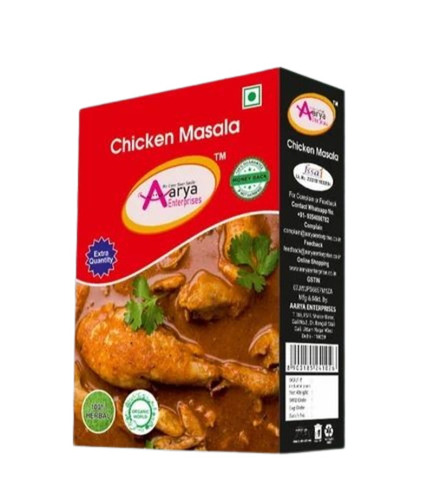 Chicken Masala Packaging Box - Paper Material, Square Shape, Multi Color Design | Printed for Eye-Catching Appeal and Convenience