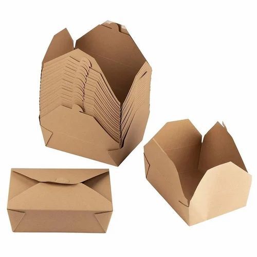 Food Packaging Box - Paper Material, 320GSM , Brown Color, Plain Design for Versatile Food Storage Solutions