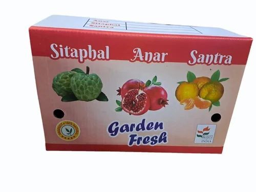 Fruit Packaging Boxes - 5 Kg Capacity, Single Wall 3 Ply Corrugated Paper, Multi Color, Rectangular Shape