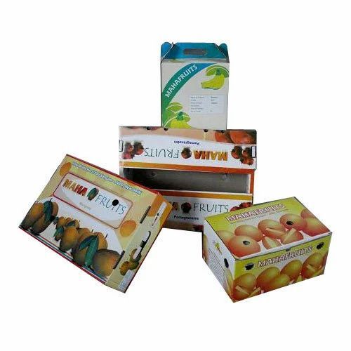 Fruit Packaging Boxes - Paper Material, Multi Color Design | Printed for Eye-Catching Presentation, Ideal for Fresh Produce Shipping