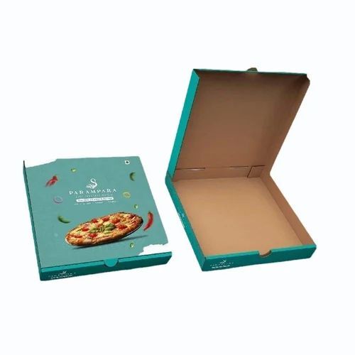 Pizza Packaging Box - Paper, 7x7x1 Inch, Multi Color, 2 Ply, Biodegradable with Laminated Coating and Lithographic Printing 