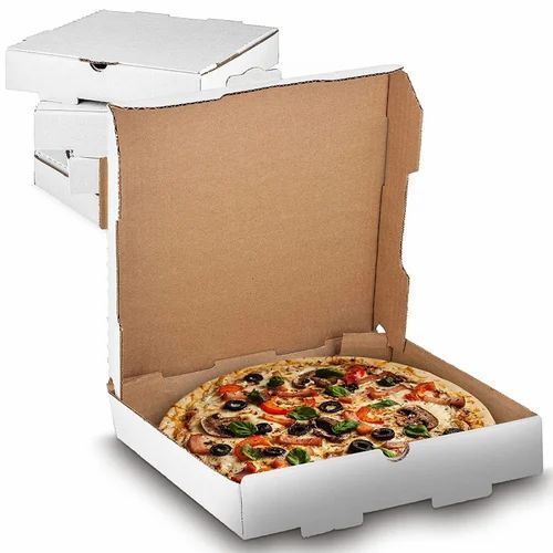 Pizza Packaging Box - Cardboard Material, Square Shape, White Color | Plain Design for Efficient Pizza Delivery and Storage