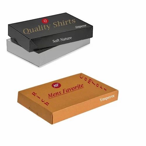 Shirt Packaging Boxes - Paper, 300 GSM, Rectangular Shape, Multi Color, Laminated Coating | Printed Design for Stylish Presentation
