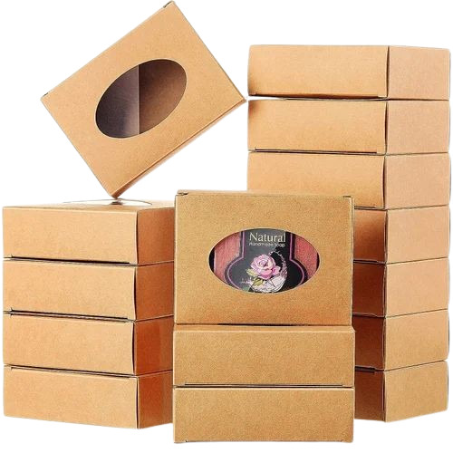 Soap Packaging Box - Unbleached Kraft Paperboard, 9.5 x 6.5 x 3 cm, Brown Color, Matte Finish, Plain Design, Solid Pattern