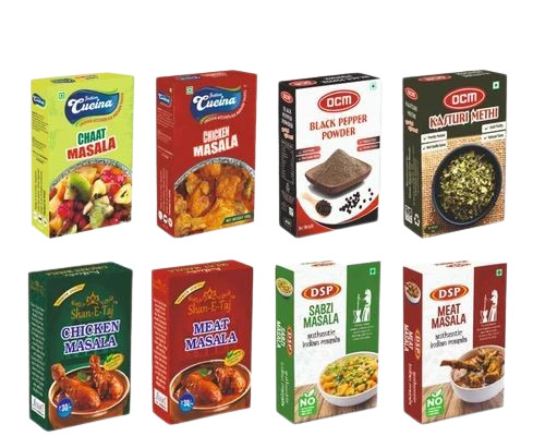 Spice Packaging Box - Paper Material Rectangular Shape Multi Color Design 285 GSM | Ideal for Spice Storage and Presentation
