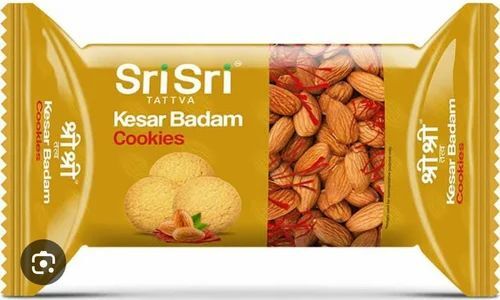 Sri Sri Tattva Kesar Badam Cookies - FSSAI Certified, Quality Packaging in Packet | Sweet Taste, Traditional Cookie Delight