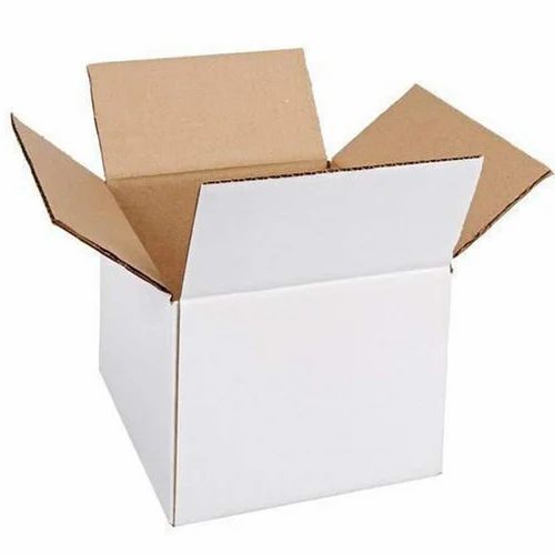 White Plain Corrugated Box - Single Wall 3 Ply, 11-25 Kg Weight Capacity | Biodegradable, Moisture Proof, Rectangular, Laminated Coating