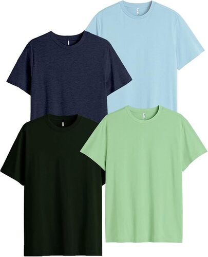 Boys Plain T-Shirt - Cotton Blend Available Sizes: S M L XL Multicolor Short Sleeves Skin Friendly Fabric with Attractive Design and Fine Finishing