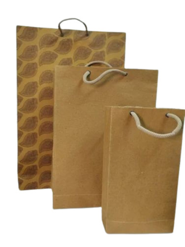Brown Paper Carry Bag - 2 Kg Capacity, Brown Color, Biodegradable and Recyclable Material, Moisture Proof with Rope Handle | Plain Design