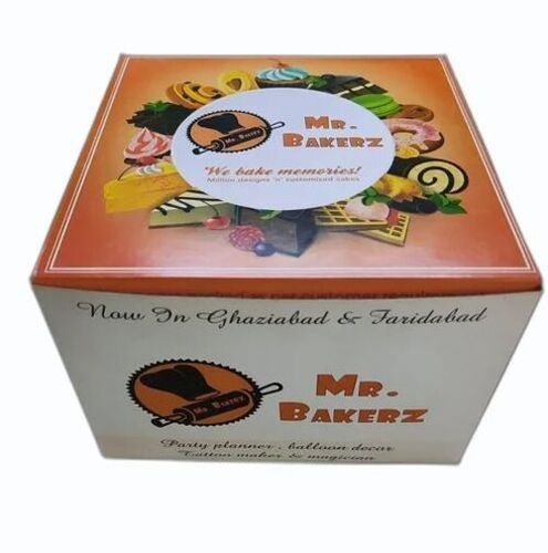Cake Packaging Box - Kraft Paper Material, 10x10x8 inches Size, Multi Color | 1 Kg Capacity, Printed Box Design, 115 GSM