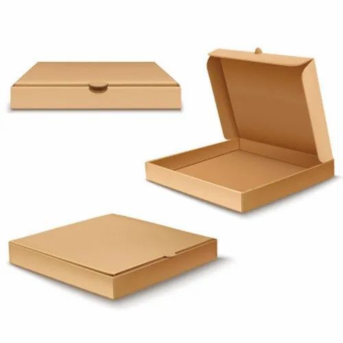 Pizza Packaging Box - Single Wall 3 Ply, Brown Virgin Kraft Paper with Matte Finish | Biodegradable, Food Grade, Rectangular Design