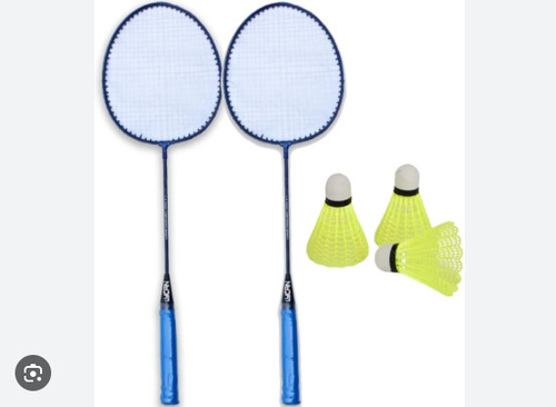 Badminton Racket Set - Plastic Material, 2 Rackets and 3 Shuttlecocks | Multi-Color, Indoor Play, Alloy Steel Nylon Build