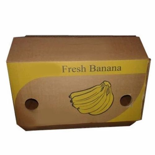 Banana Packaging Box - Corrugated Paper Rectangular Shape Brown Color Printed Design