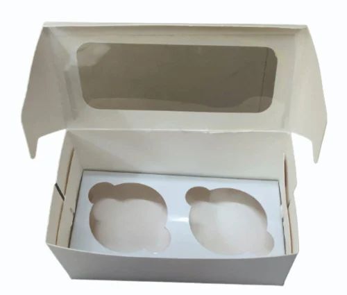 Cupcake Packaging Boxes - Paper, Rectangular, 320 GSM, White | Two-Part Design for Secure and Stylish Presentation
