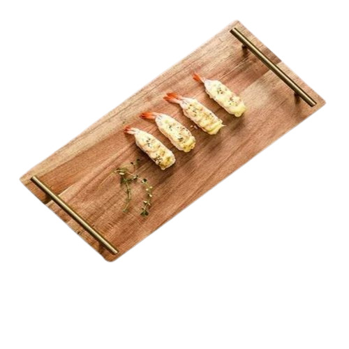 Rectangular Plain Wooden Platter - Wooden, Standard Size, Multicolor Finish | Polished Surface, Ideal for Home and Restaurant Use
