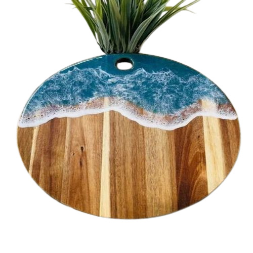 Round Wooden Chopping Platter - Wood, Standard Size, Cream Color | Polished Finish, Elegant Round Shape for Home and Restaurant Use