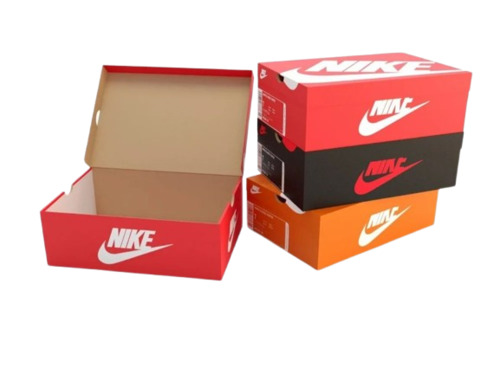 Shoes Packaging Box - Paper Material, Rectangular Shape, Multi Color Printed Design | Ideal for Secure and Attractive Shoe Packaging