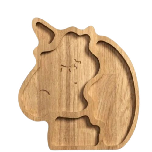 Wooden Baby Platter - Wooden, Standard Size, Multicolor, Polished Finish, Elephant Shape | Ideal for Home and Restaurant Use