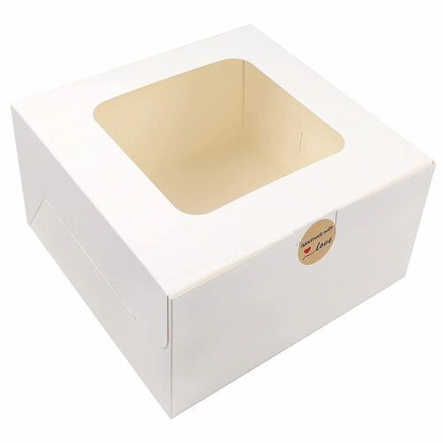 Cake Packaging Box - Kraft Paper 550 Gram Capacity White Color Rectangular Shape Plain Design