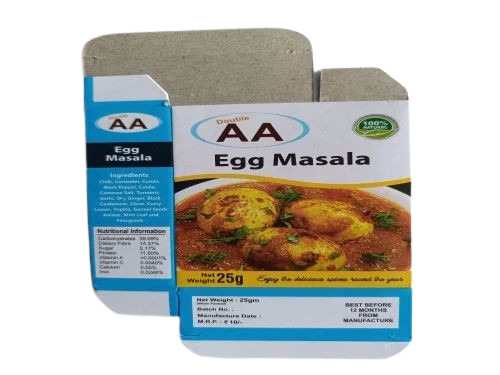 Egg Masala Packaging Box - Paper Material, Multi-Color Printed Design | Ideal for Storing and Presenting Spice Blends Perfectly