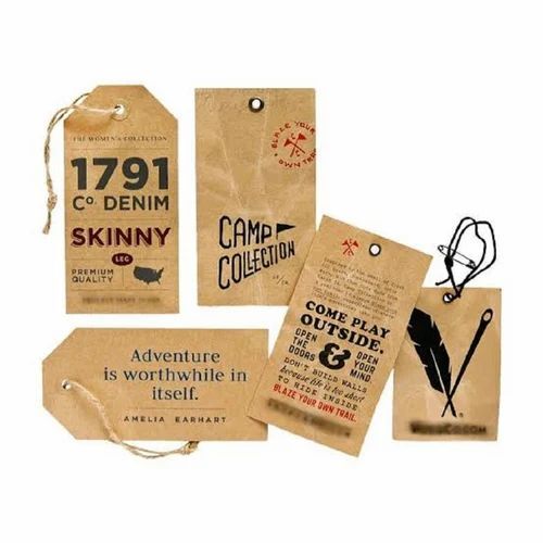 Garment Hang Tag - Paper Material, Brown Color | Printed Design for Garment Labeling and Branding
