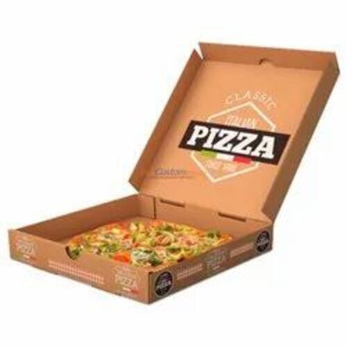 Pizza Packaging Box - Paper Material, Brown Color | Printed Design for Enhanced Branding and Protection