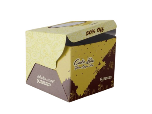Printed Cake Packaging Box - Paper Material, Multicolour Printed Design | Ideal for Cakes and Baked Goods, Versatile Usage