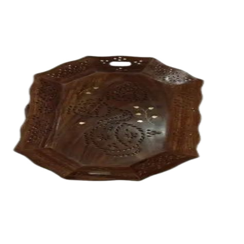 Rectangular Wooden Serving Tray - Wood 12x8x1.75 Inches | Brown Color Polished Finish High-Quality Craftsmanship Round Shape