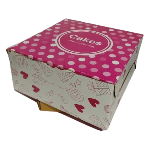 Cake Packaging Box - Corrugated Paper 12x10x8 Inch Multicolour Print | Square Shape Digital Printing (CMYK) Designed for Cakes