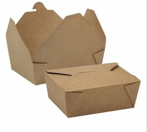 Paper Food Boxes - Unbleached Kraft Paperboard, Rectangular Shape, Brown Color, Weight Capacity < 2 Kg, Matte Finish, Biodegradable, Food Grade