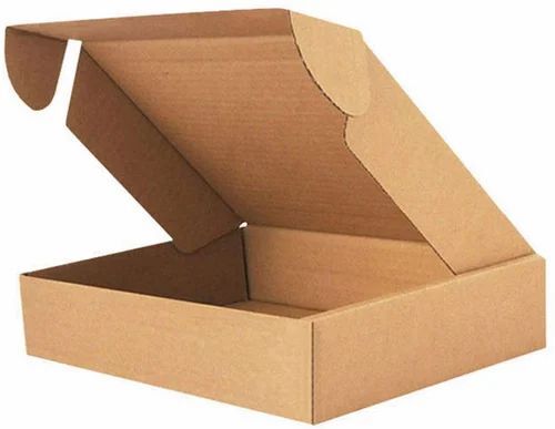 Self Lock Carton Box - 10X8X1.25 Inches, Brown - Single Wall 3 Ply, Rectangular, Fully Recycled, Weight Capacity < 5 Kg, Die Cut Style