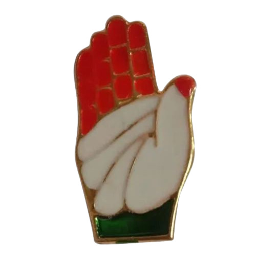 Congress Logo Badges - Metal, 1.5 Inch, White, Orange, Green | Pin Badge, Printed Attractive Pattern, Unisex Design, Good Quality