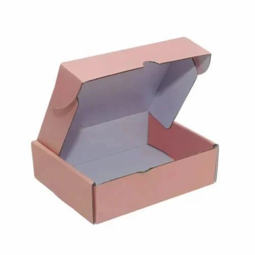 Die Cut 3 Ply Corrugated Box - Virgin Kraft Paper, 12 x 8 x 5 Inch, Pink Color, Rectangular Shape | 10 Kg Weight Capacity, Regular Slotted Container