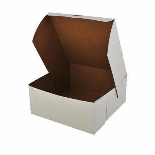 Pastry Packaging Box - Kraft Paper, 4 x 2.4 x 4 Inch , White Rectangular Design, Plain Finish for Elegant Presentation
