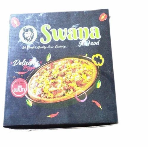Pizza Packaging Box - Corrugated Paper Board, 7x7x1.5 Inches, Multi Color , Square Shape, Single Wall 3 Ply, Flexo Printing