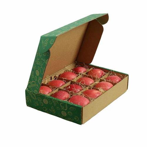 Apple Packaging Box - Corrugated Paper, 20 Kg Capacity, Single Wall 3 Ply, Rectangular Shape, Multi Color | Ideal for Fruit Packaging