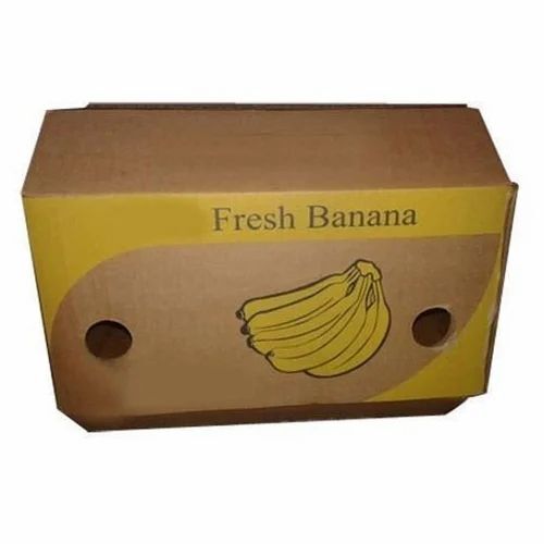 Banana Packaging Box - Biodegradable Corrugated Paper, 18x12x10 inch Size, Brown Color, Double Wall 5 Ply Construction, Regular Slotted Container